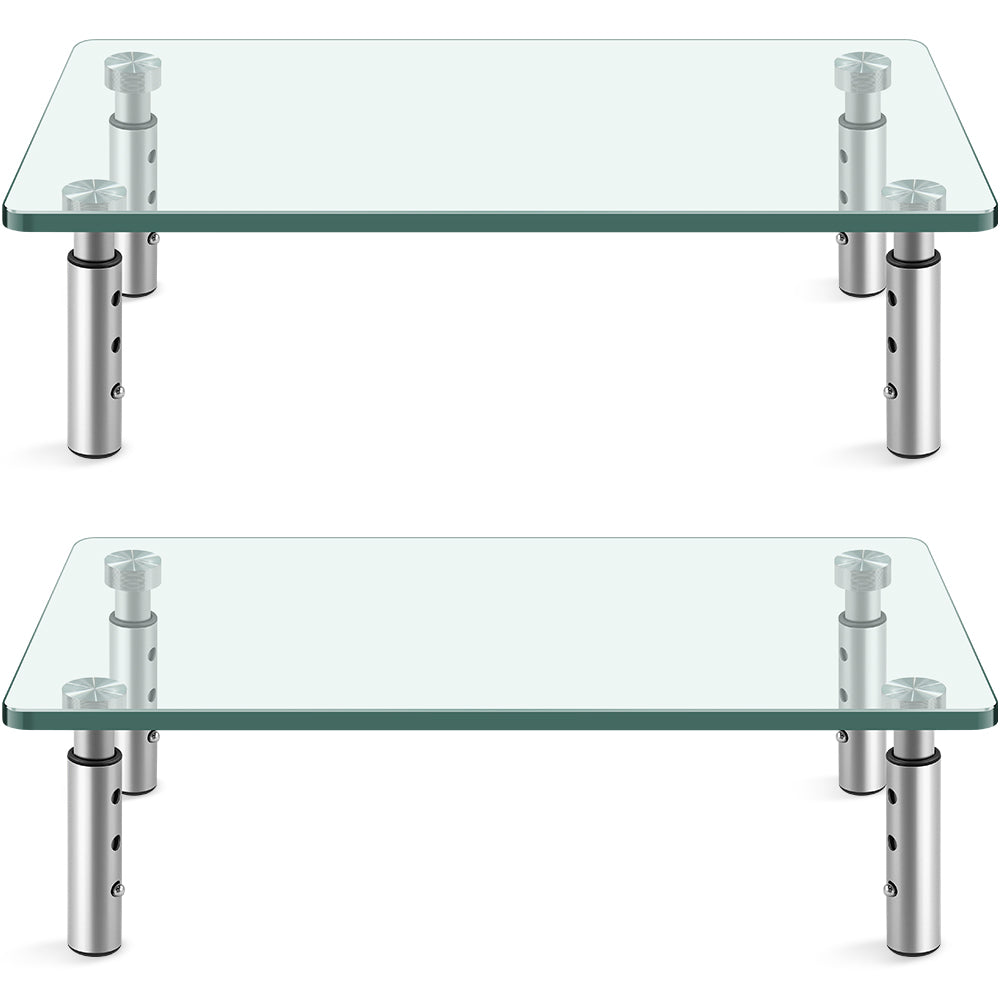 KKTONER Glass Monitor Stand Height Adjustable Suitable for Home Office 2-Piece Computer Monitor Stand