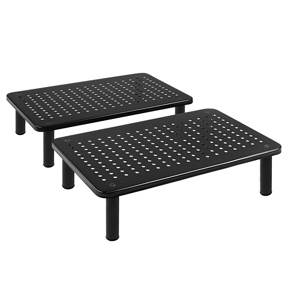 FURWOO Black Two-piece Laptop Stand Desk Suitable for Compurs and Prteinters Three-position Height Adjustment