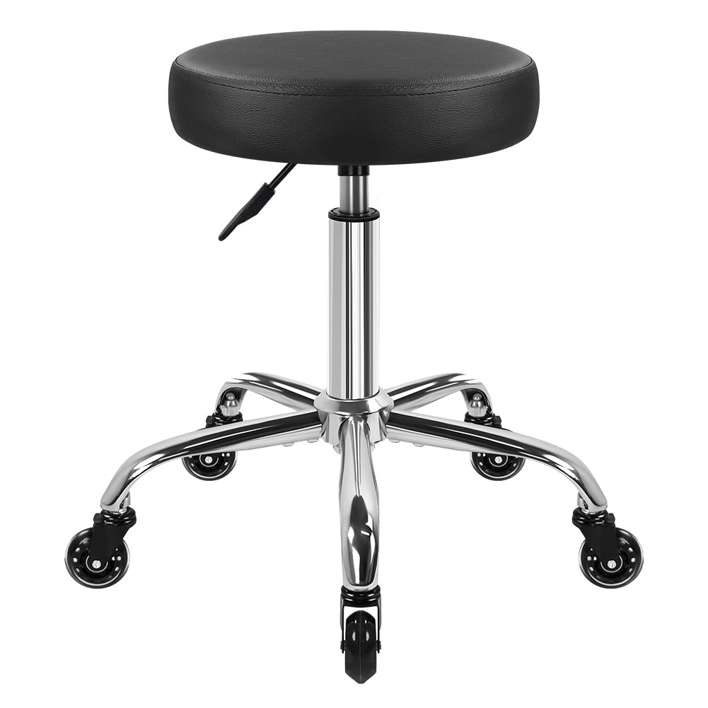 KKTONER Black Modern Salon Swivel Chair Wheeled Design Thickened Seat Cushion Height-Adjustable Swivel Seat