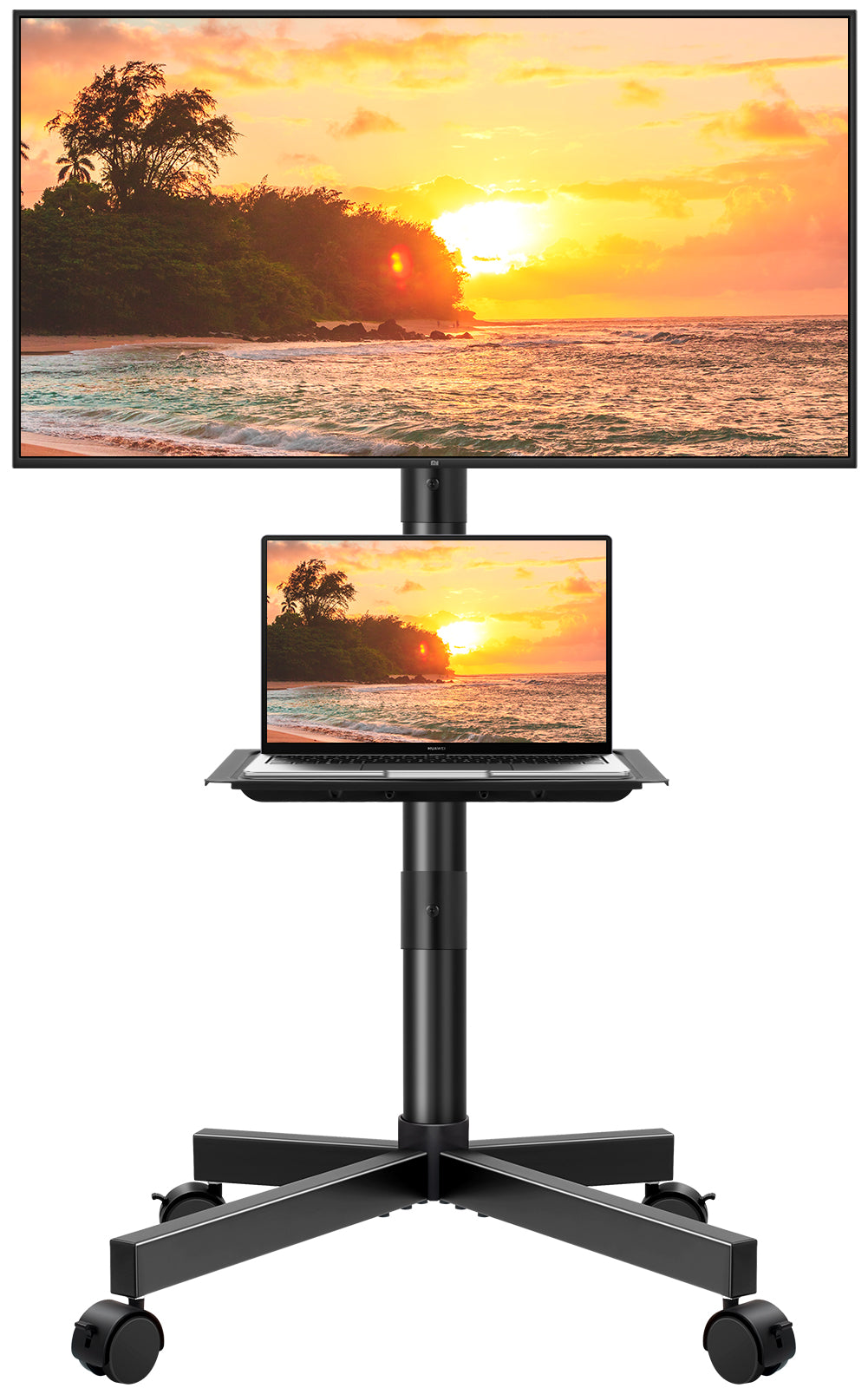 KKTONER Mobile TV Cart for 23 to 65 inch LCD LED Flat Screen/Curved TVs Floor TV Stand on Wheels with Height Adjustable