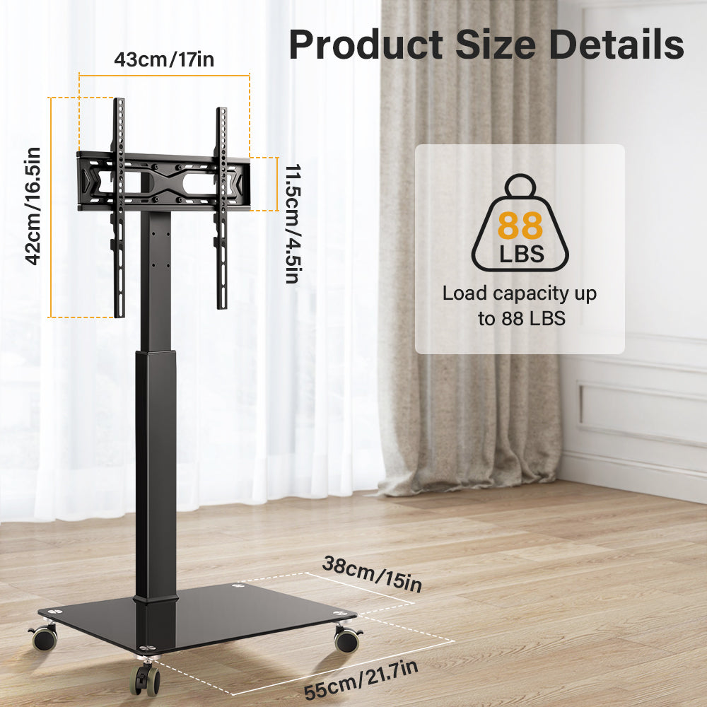 Rolling Floor TV Stand Mobile TV Cart for 27-65 inch LED Screen Universal Televisions Stand