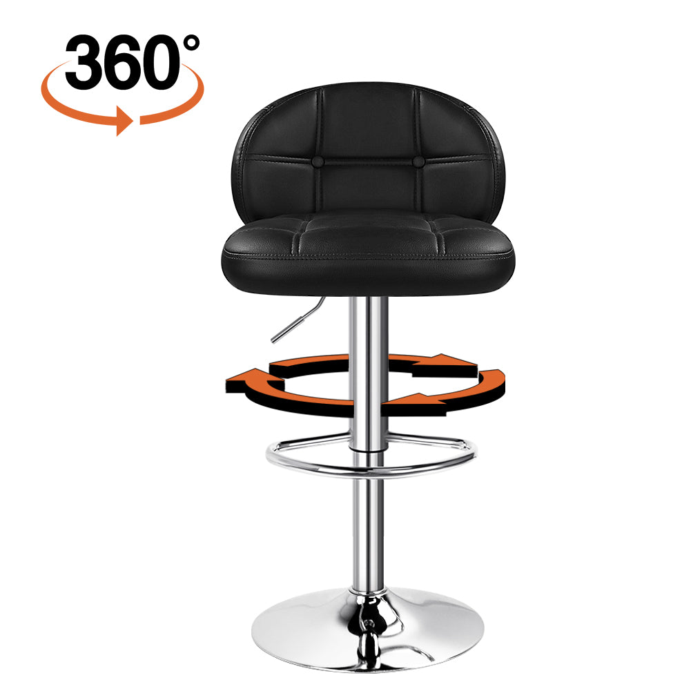KKTONER Bar Stool Set of 2 with Back Rest PU Leather Height Adjustable Swivel Chair Pub Island Kitchen stools