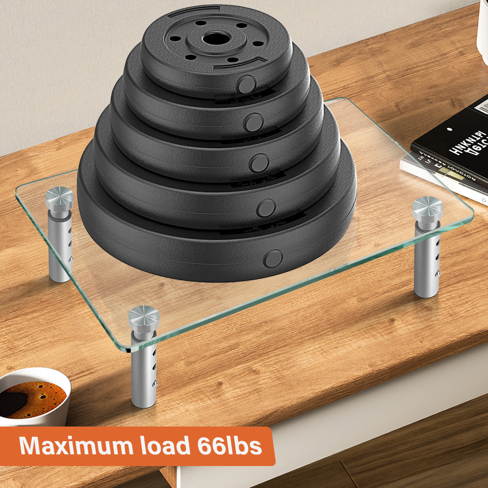 KKTONER Glass Monitor Stand Height Adjustable Suitable for Home Office 2-Piece Computer Monitor Stand