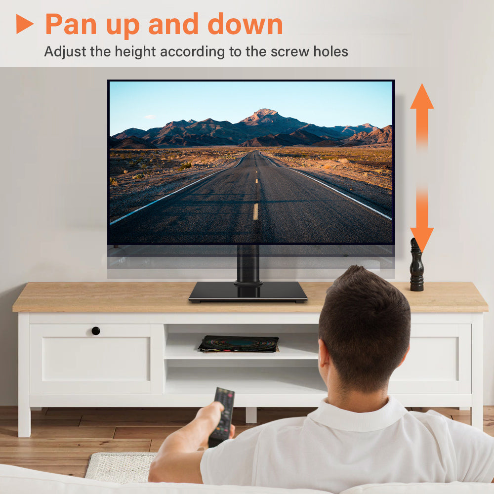 KKTONER - Universal TV Stand, suitable for 27 to 60-inch televisions, height-adjustable, with tempered glass base