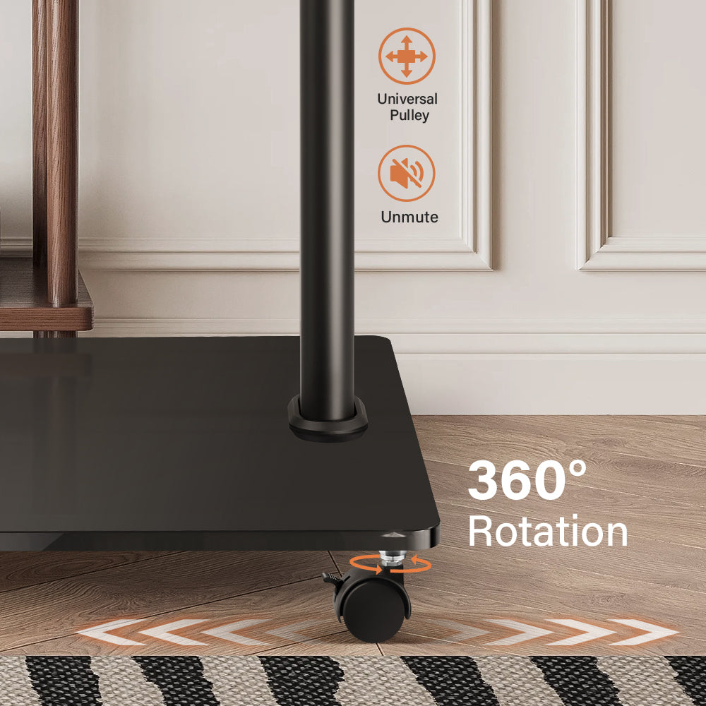 KKTONER Mobile TV Stand Rolling TV Cart for 27 to 65 inch Height Adjustable Rolling TV Stand