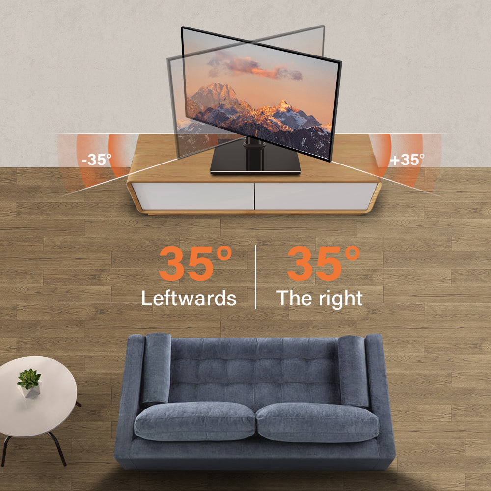 KKTONER - Universal TV Stand, suitable for 27 to 60-inch televisions, height-adjustable, with tempered glass base