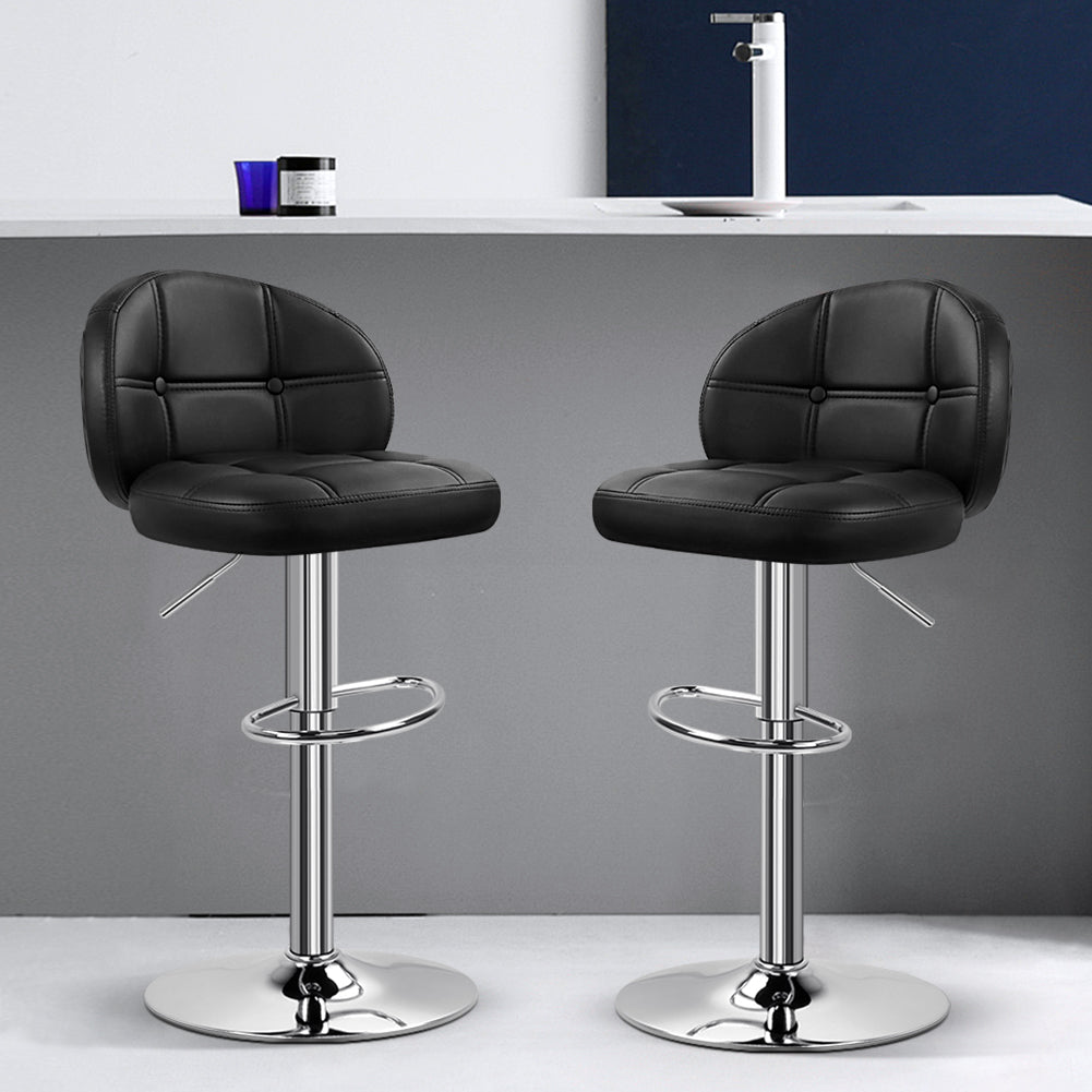 KKTONER Bar Stool Set of 2 with Back Rest PU Leather Height Adjustable Swivel Chair Pub Island Kitchen stools