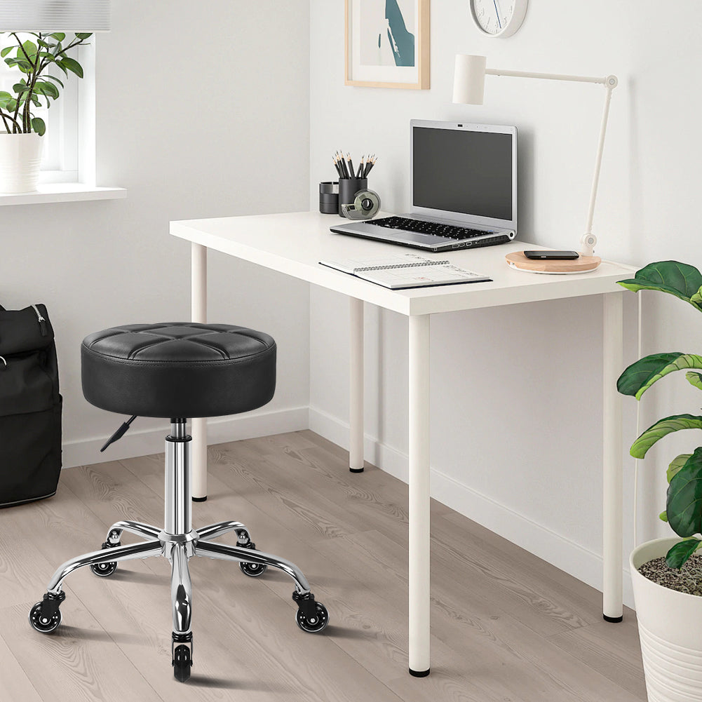 KKTONER Black Fashion Nine Palace Grid Wheel Nail Chair Thick Cushion Seat High Adjustable Rotary Chair