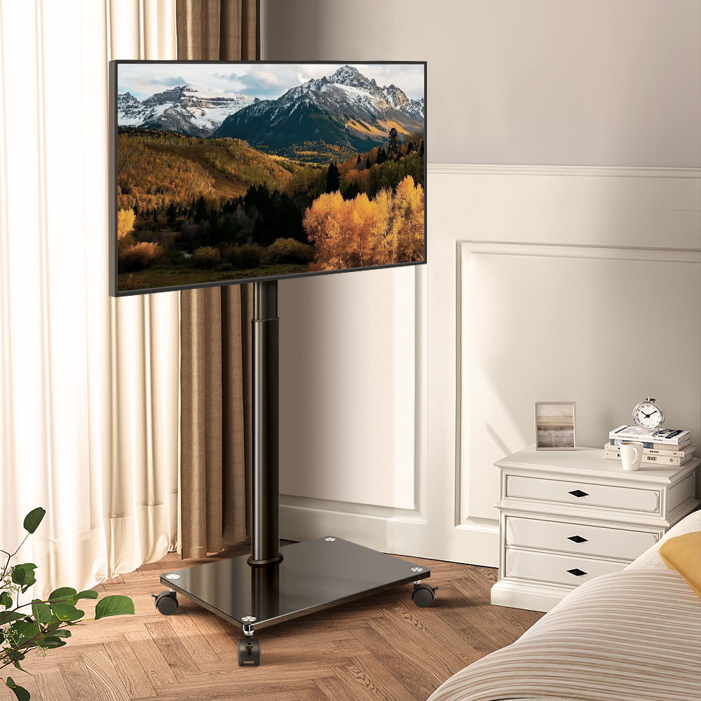 KKTONER Mobile TV Stand Rolling TV Cart for 27 to 65 inch Height Adjustable Rolling TV Stand