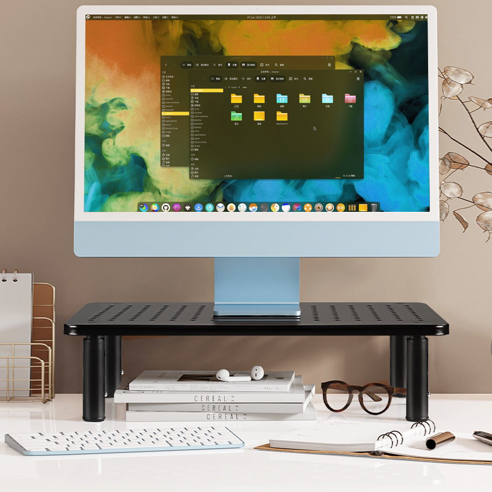 FURWOO Black Two-piece Laptop Stand Desk Suitable for Compurs and Prteinters Three-position Height Adjustment