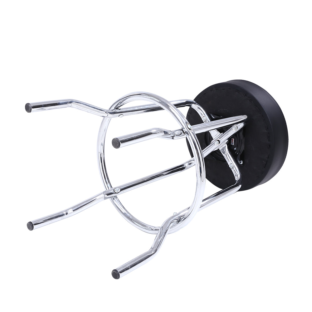 KKTONER Taburete de bar giratorio redondo de piel sintética con reposapiés circular de metal, color negro