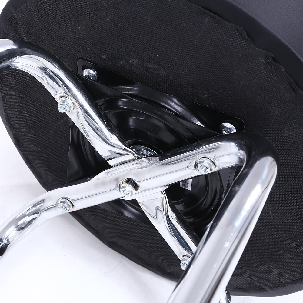 KKTONER Taburete de bar giratorio redondo de piel sintética con reposapiés circular de metal, color negro