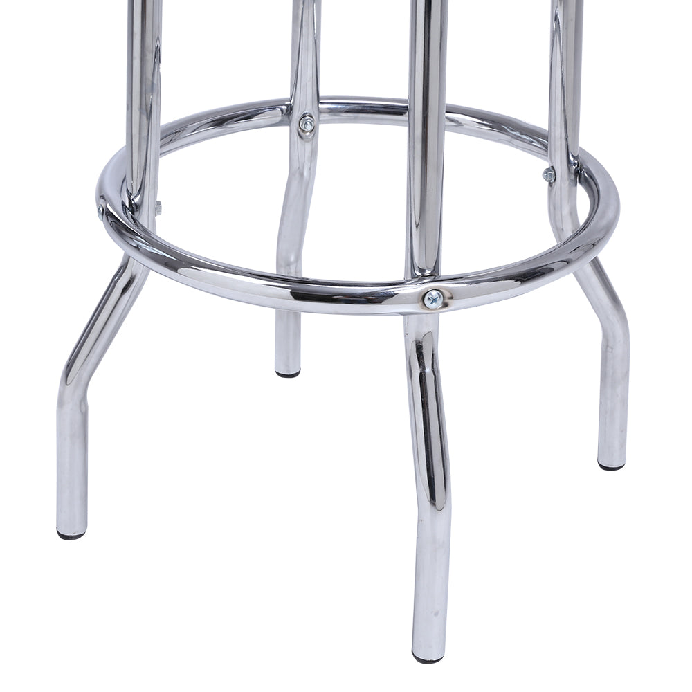 KKTONER Taburete de bar giratorio redondo de piel sintética con reposapiés circular de metal, color negro