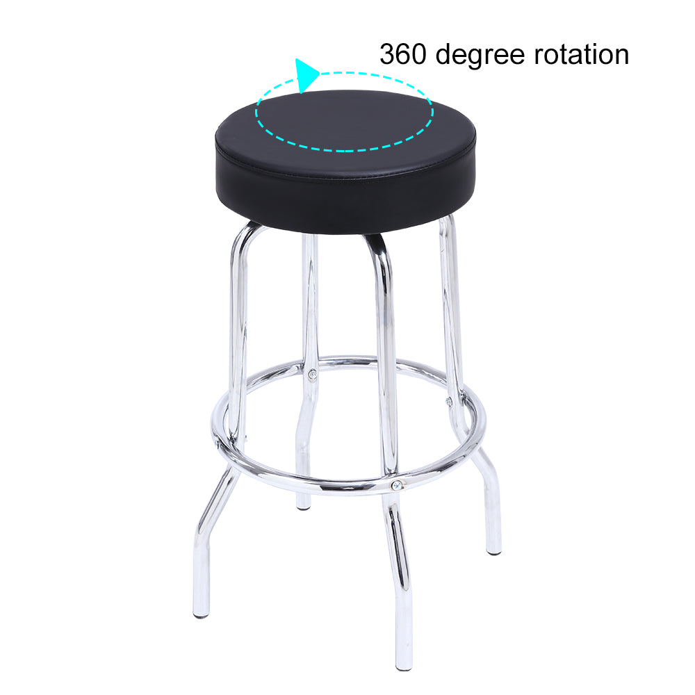 KKTONER Taburete de bar giratorio redondo de piel sintética con reposapiés circular de metal, color negro