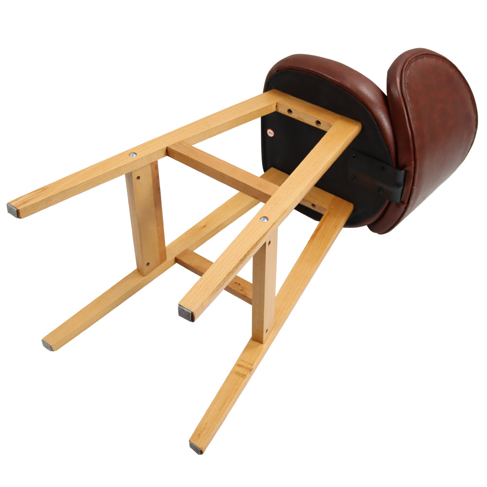 KKTONER Taburete de bar de cuero de PU, taburete de cocina de estilo industrial de madera maciza retro, taburete de bar con respaldo bajo (marrón)