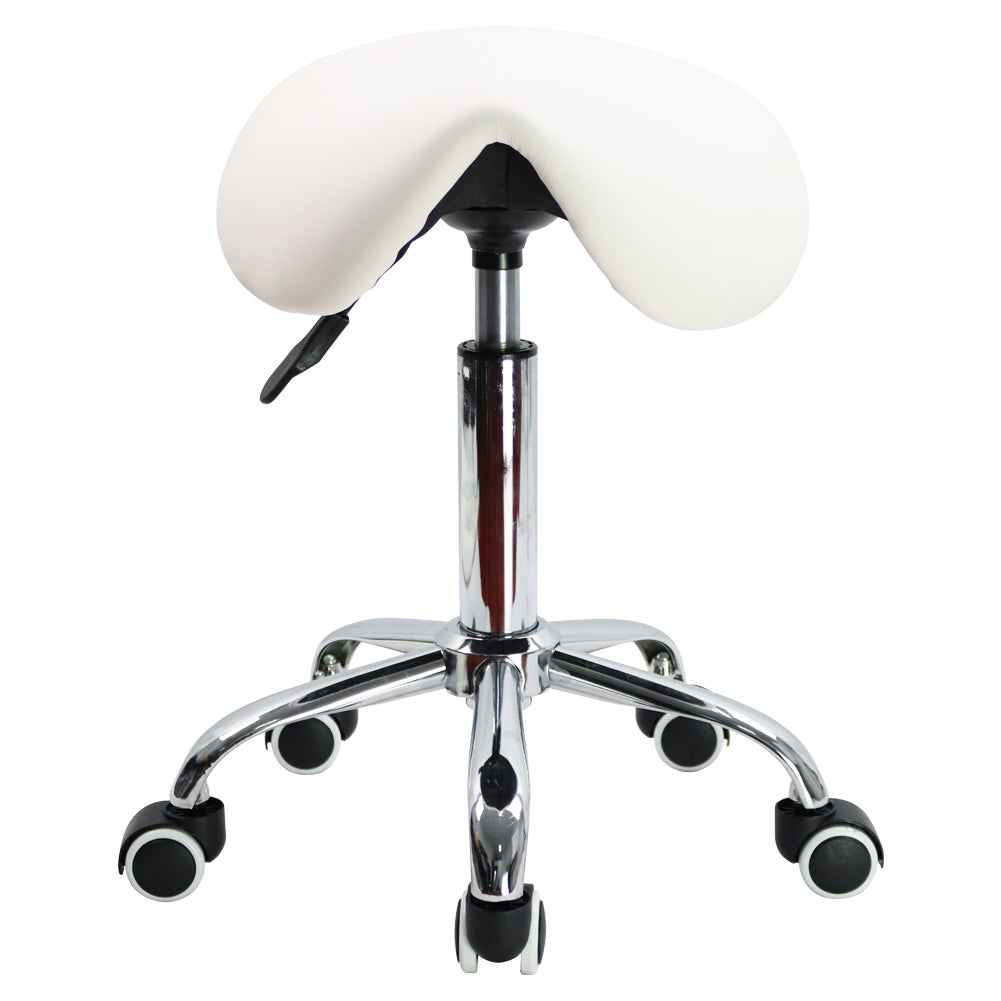 KKTONER PU Leather Saddle Stool Height Adjustable Swivel Rolling Stool with Wheels Black