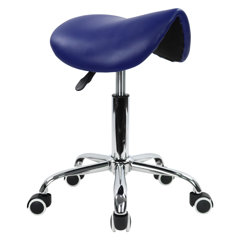 KKTONER PU Leather Saddle Stool Height Adjustable Swivel Rolling Stool with Wheels Black