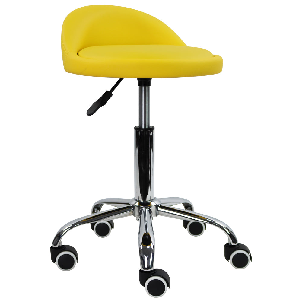 KKTONER Taburete con Ruedas de Cuero PU con Respaldo Bajo Silla de Escritorio Taburete de Oficina en casa Negro