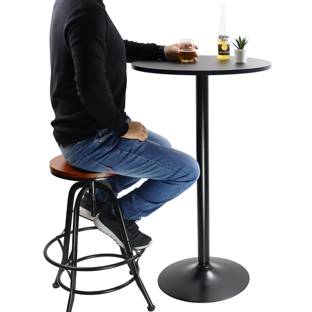 KKTONER Mesa de bar redonda de 23,6 pulgadas, mesa de centro superior para cóctel, bar, pub, comedor, bistró (41,7 pulgadas de alto, negro)