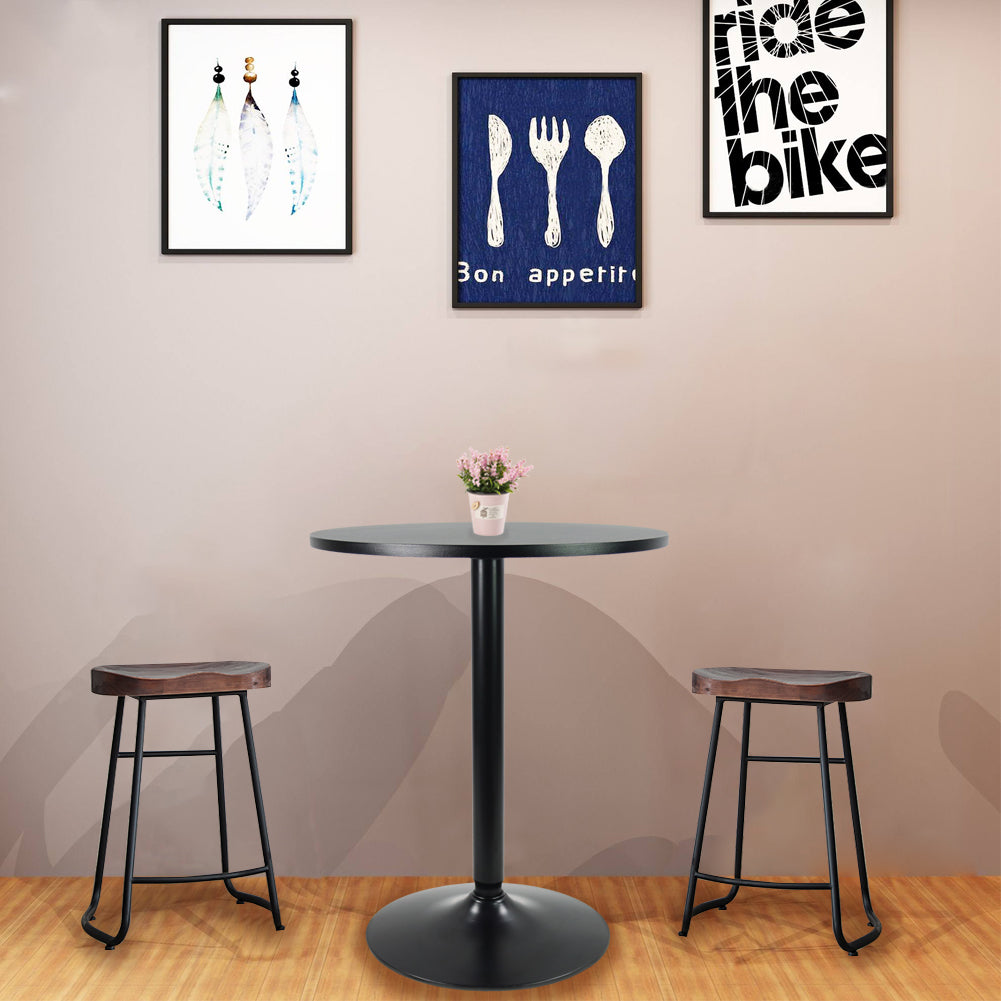 KKTONER Round Bar Table 23.6'' Top Coffee Table for Cocktail Bar Pub Dining Bistro (28.7''H, Black)