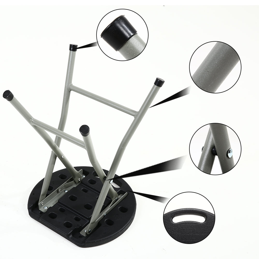 KKTONER Taburete plegable portátil de acero y plástico, silla exterior liviana, juego de 2, color negro