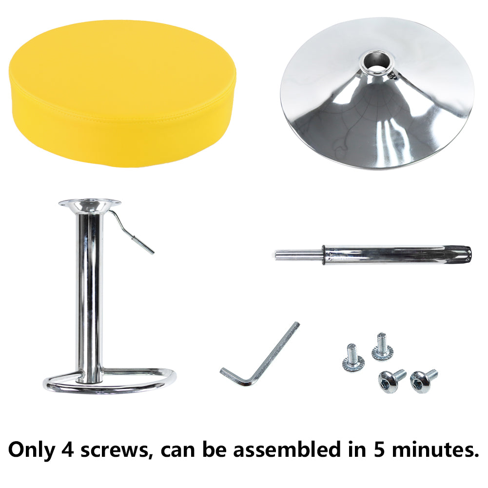 KKTONER Barhocker, rund, höhenverstellbar, PU-Leder, mit Fußstütze, Gelb