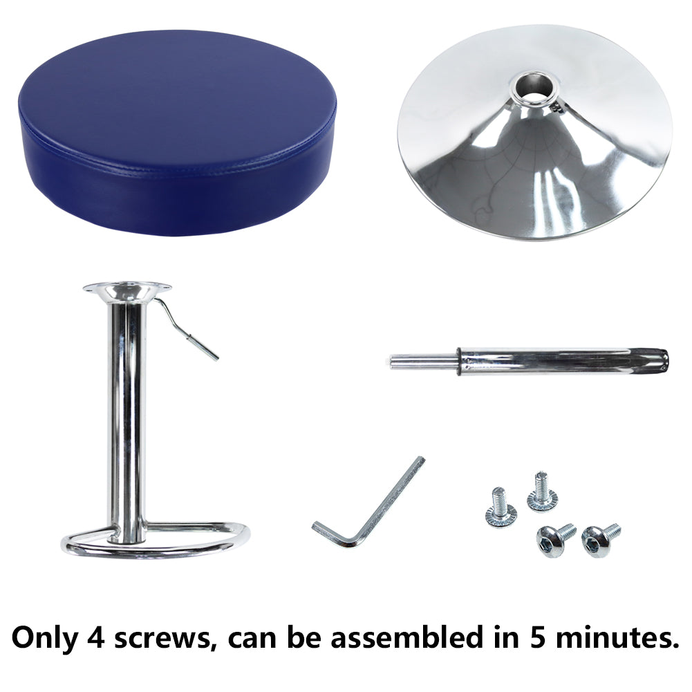 KKTONER Barhocker, rund, höhenverstellbar, PU-Leder, mit Fußstütze, Blau