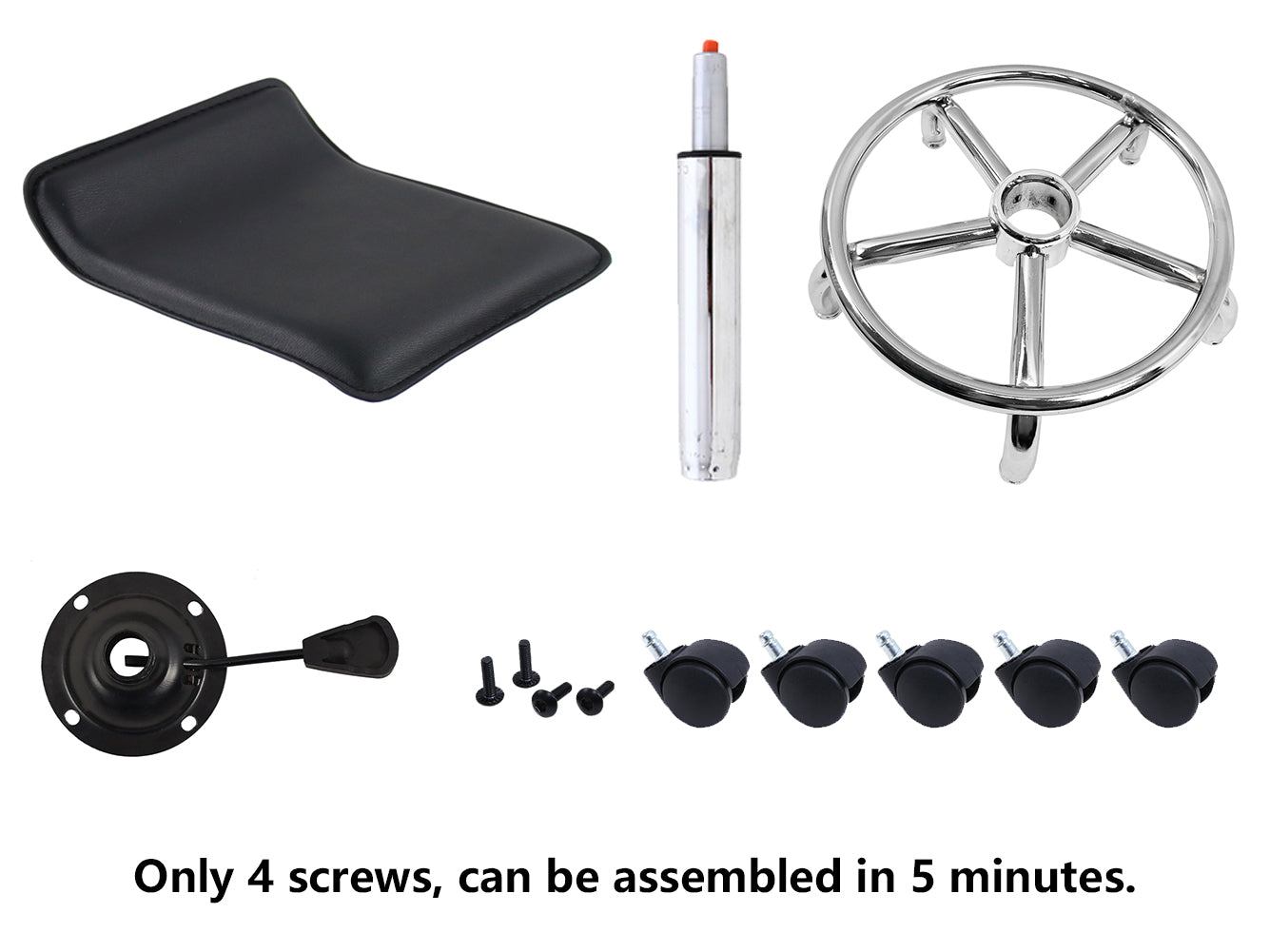 KKTONER Taburete cuadrado con ruedas de piel sintética, altura ajustable, giratorio, para masaje, spa, salón, silla de trabajo con ruedas, color negro