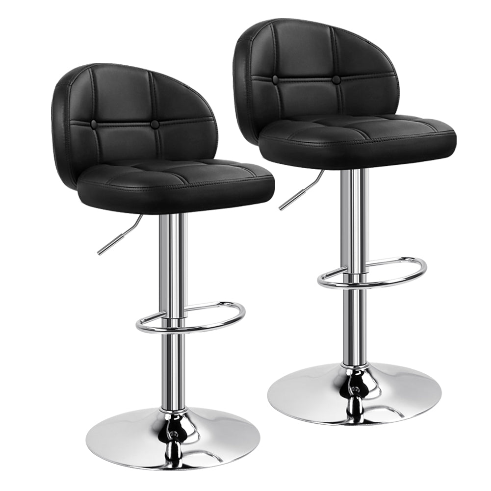KKTONER Bar Stool Set of 2 with Back Rest PU Leather Height Adjustable Swivel Chair Pub Island Kitchen stools