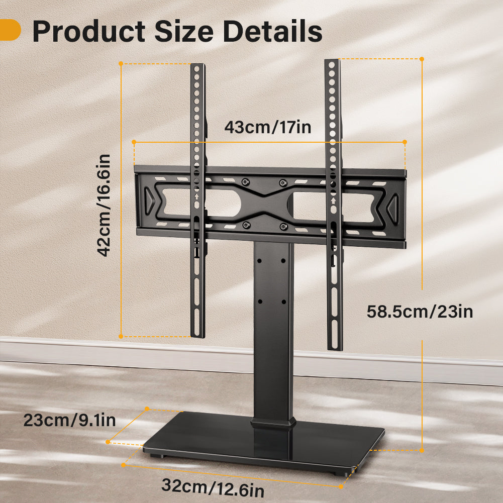 Universal TV Stand for 27-60 inch LED LCD TV Swivel Table Top Television Stand with 30 Degree Height Adjustable