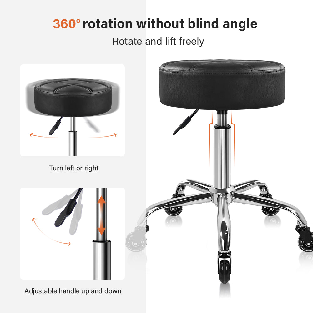 KKTONER Black Fashion Nine Palace Grid Wheel Nail Chair Thick Cushion Seat High Adjustable Rotary Chair