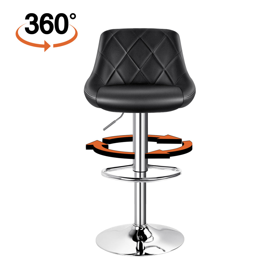 KKTONER Bar Stool Set of 2 with Back PU Leather Height Adjustable Swivel Chair Pub Island Kitchen stools with footrest