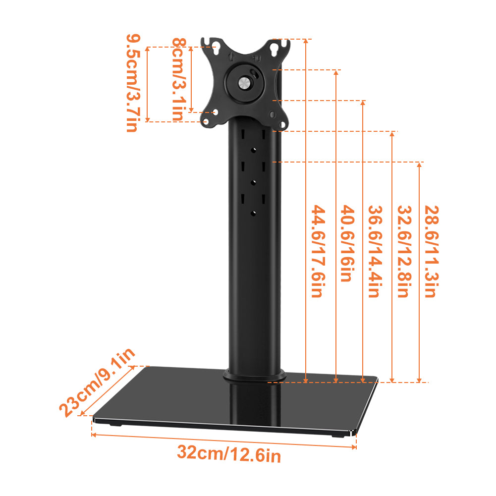 KKTONER Single Computer Monitor Stands Full Motion Swivel Free Standing Desk Vesa Mount for 13 inch to 32 inch Screen
