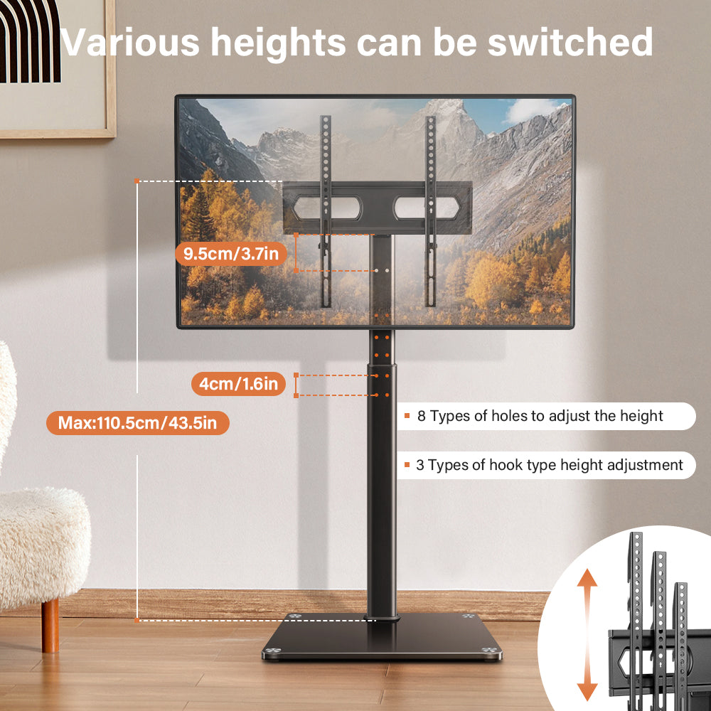 KKTONER Universal Floor TV Stand for 27 to 65 Inch TVs Height Adjustable