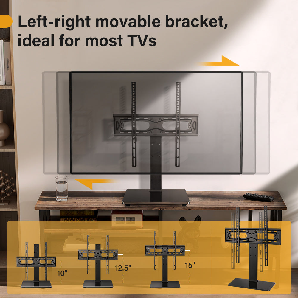 Universal TV Stand for 27-60 inch LED LCD TV Swivel Table Top Television Stand with 30 Degree Height Adjustable