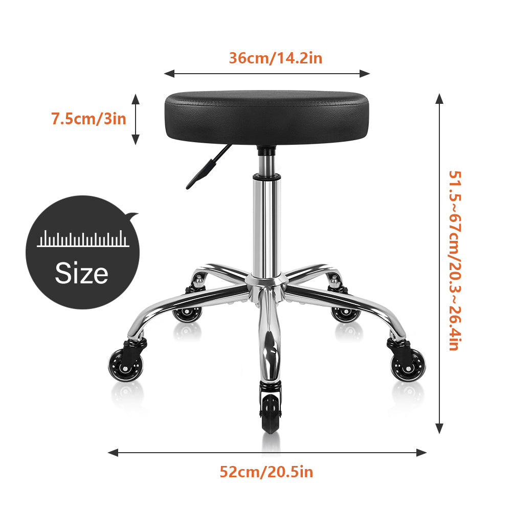 KKTONER Black Modern Salon Swivel Chair Wheeled Design Thickened Seat Cushion Height-Adjustable Swivel Seat