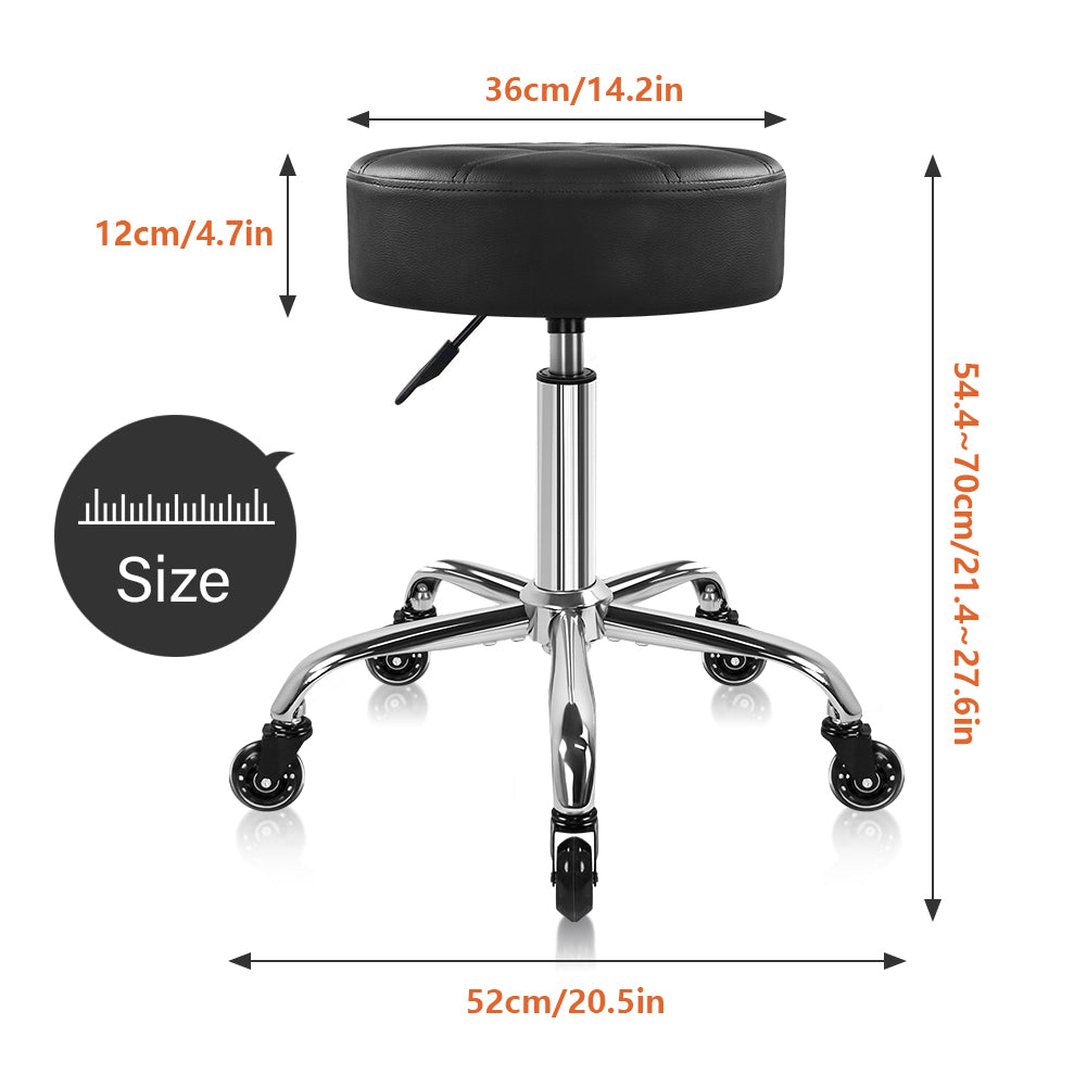 KKTONER Black Fashion Nine Palace Grid Wheel Nail Chair Thick Cushion Seat High Adjustable Rotary Chair