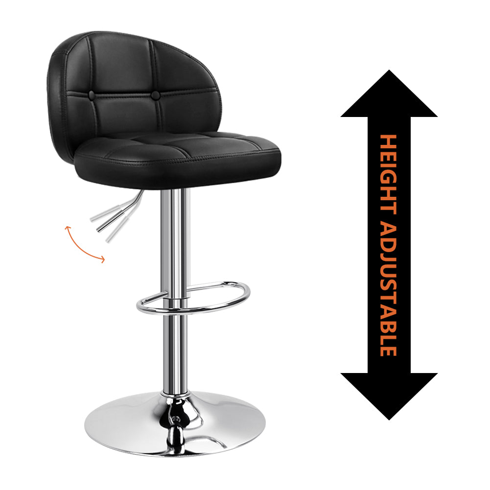 KKTONER Bar Stool Set of 2 with Back Rest PU Leather Height Adjustable Swivel Chair Pub Island Kitchen stools