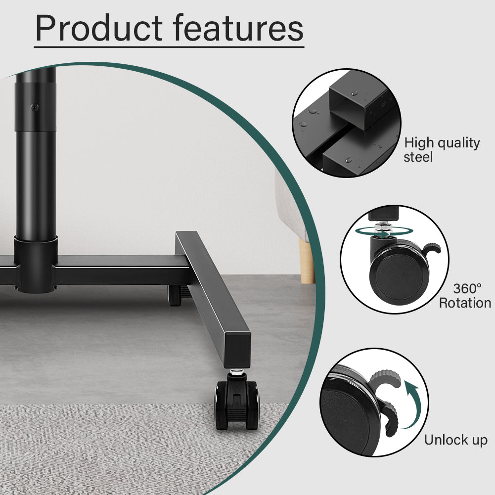 BFTOU Mobile TV Stand with Castors, suitable for 32–55-inch screens, maximum load capacity of 55 lbs, height-adjustable
