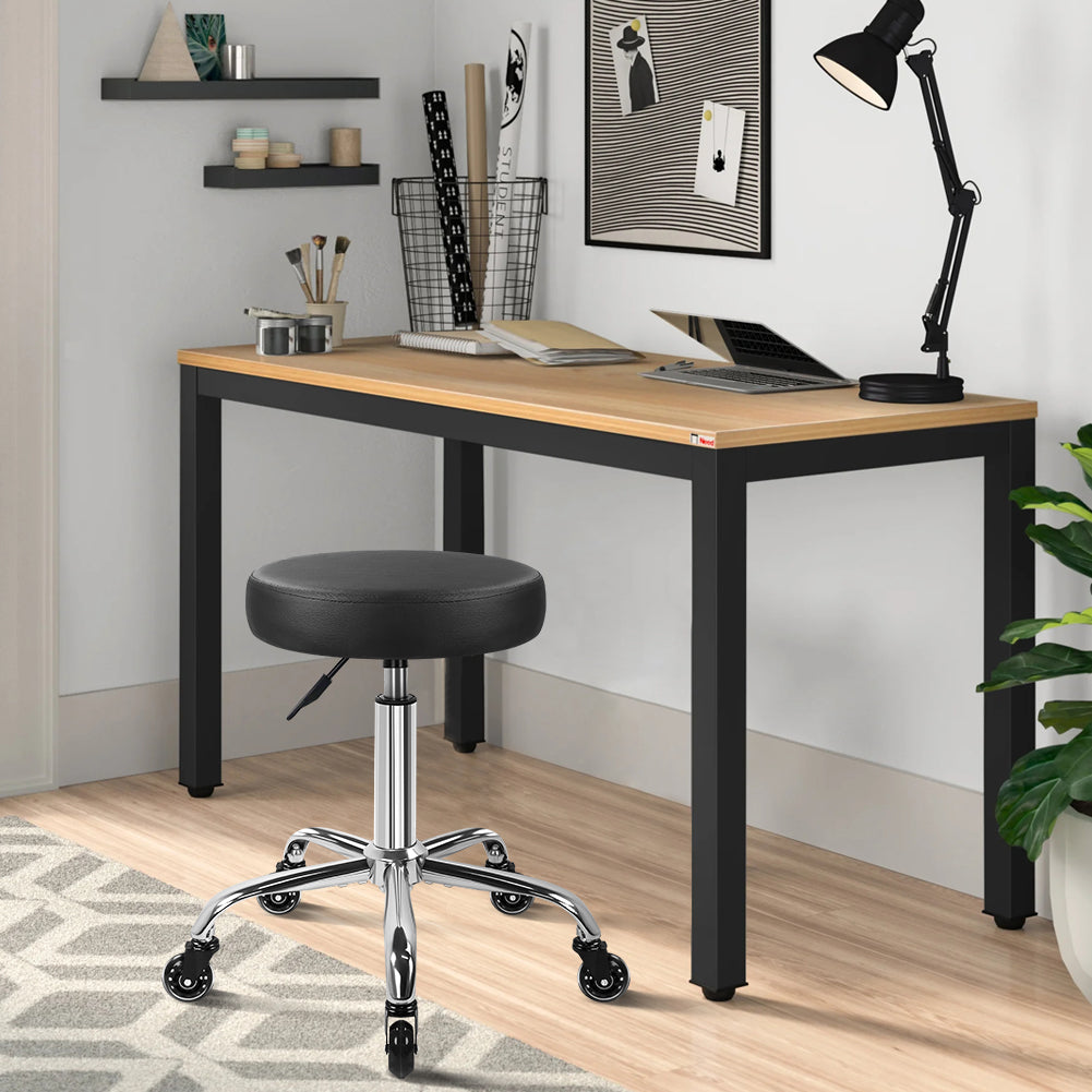 KKTONER Black Modern Salon Swivel Chair Wheeled Design Thickened Seat Cushion Height-Adjustable Swivel Seat