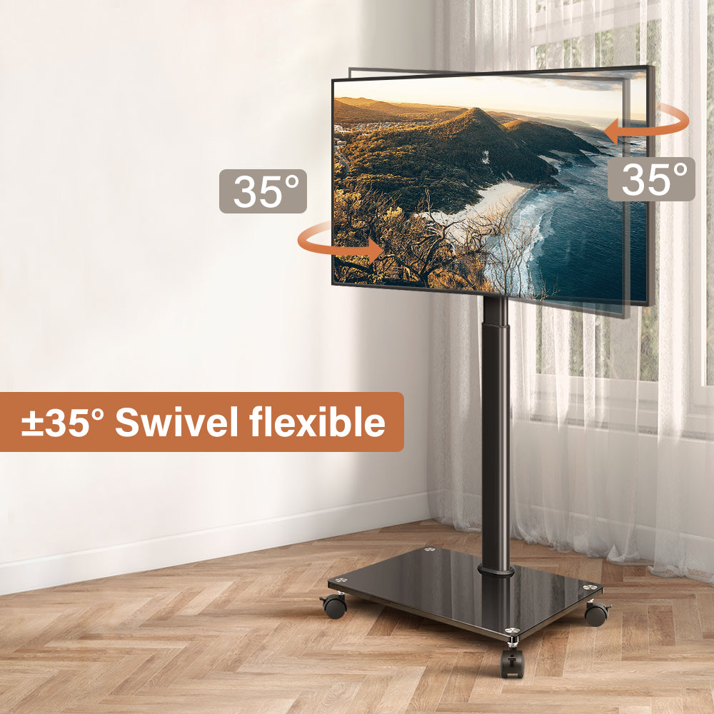 KKTONER Mobile TV Stand Rolling TV Cart for 27 to 65 inch Height Adjustable Rolling TV Stand