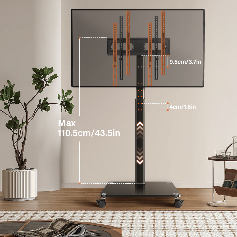 KKTONER Mobile TV Stand Rolling TV Cart for 27 to 65 inch Height Adjustable Rolling TV Stand