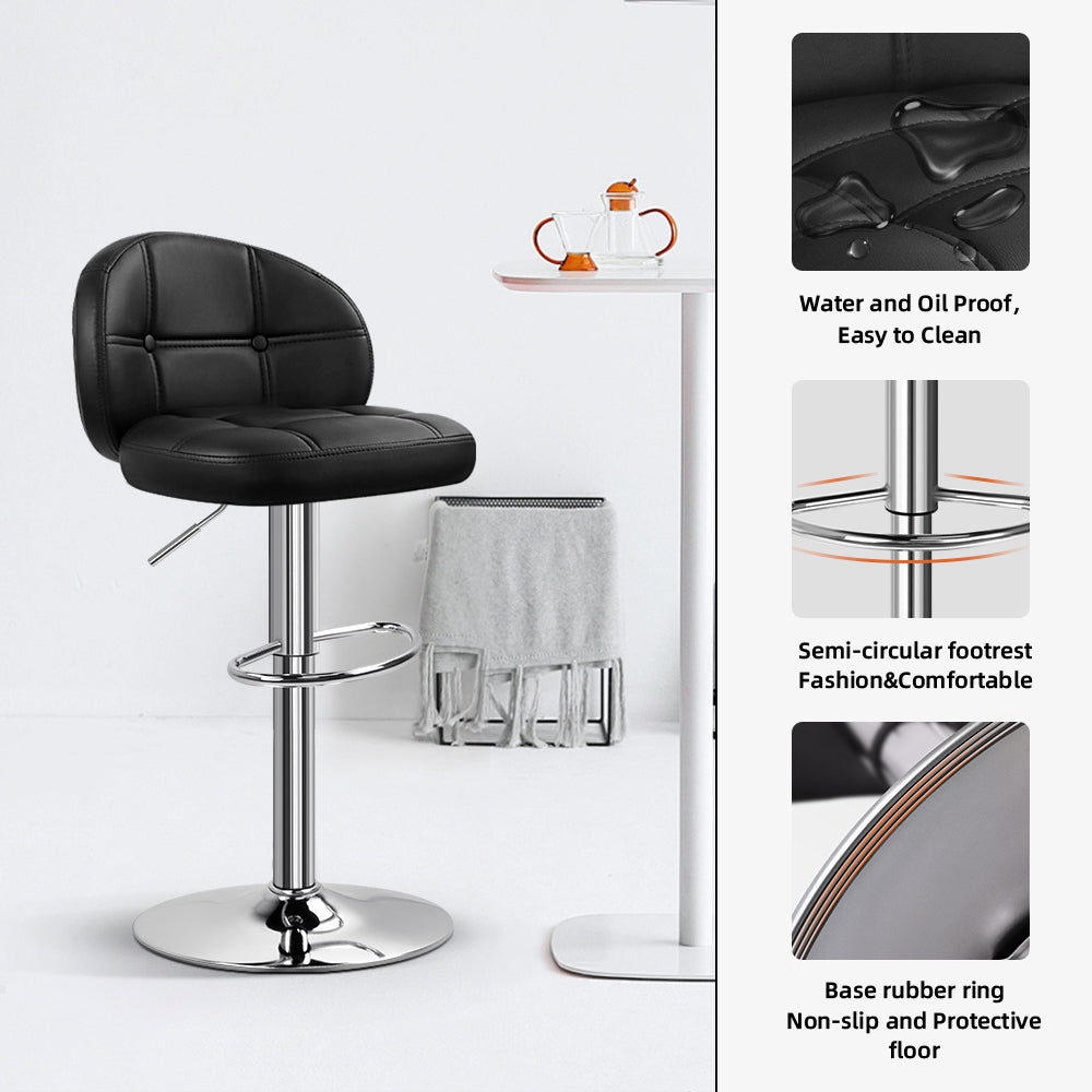 KKTONER Bar Stool Set of 2 with Back Rest PU Leather Height Adjustable Swivel Chair Pub Island Kitchen stools