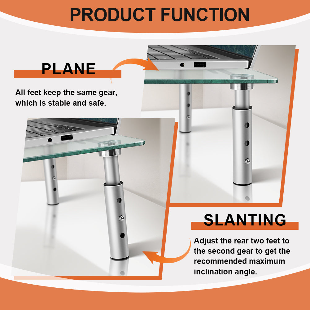 KKTONER Glass Monitor Stand Height Adjustable Suitable for Home Office 2-Piece Computer Monitor Stand