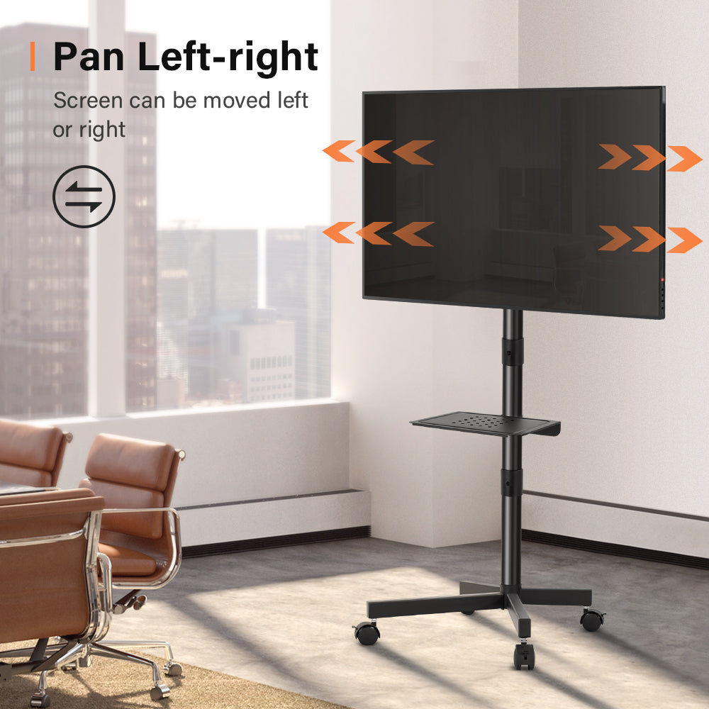 KKTONER Mobile TV Cart for 23 to 65 inch LCD LED Flat Screen/Curved TVs Floor TV Stand on Wheels with Height Adjustable