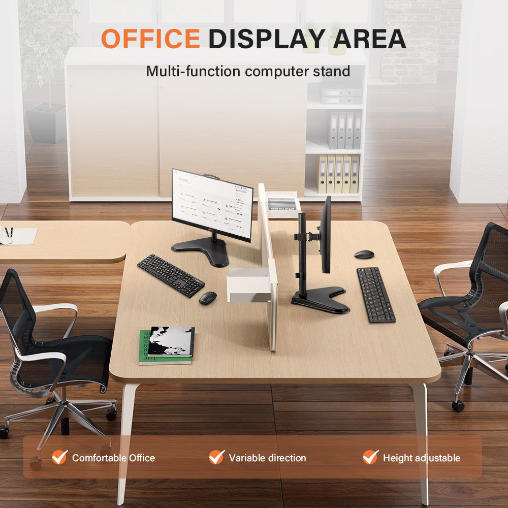 KKTONER Single-Screen Computer Monitor Stand VESA Mounting Holes Compatible with 13 to 32-inch Screens Height-Adjustable