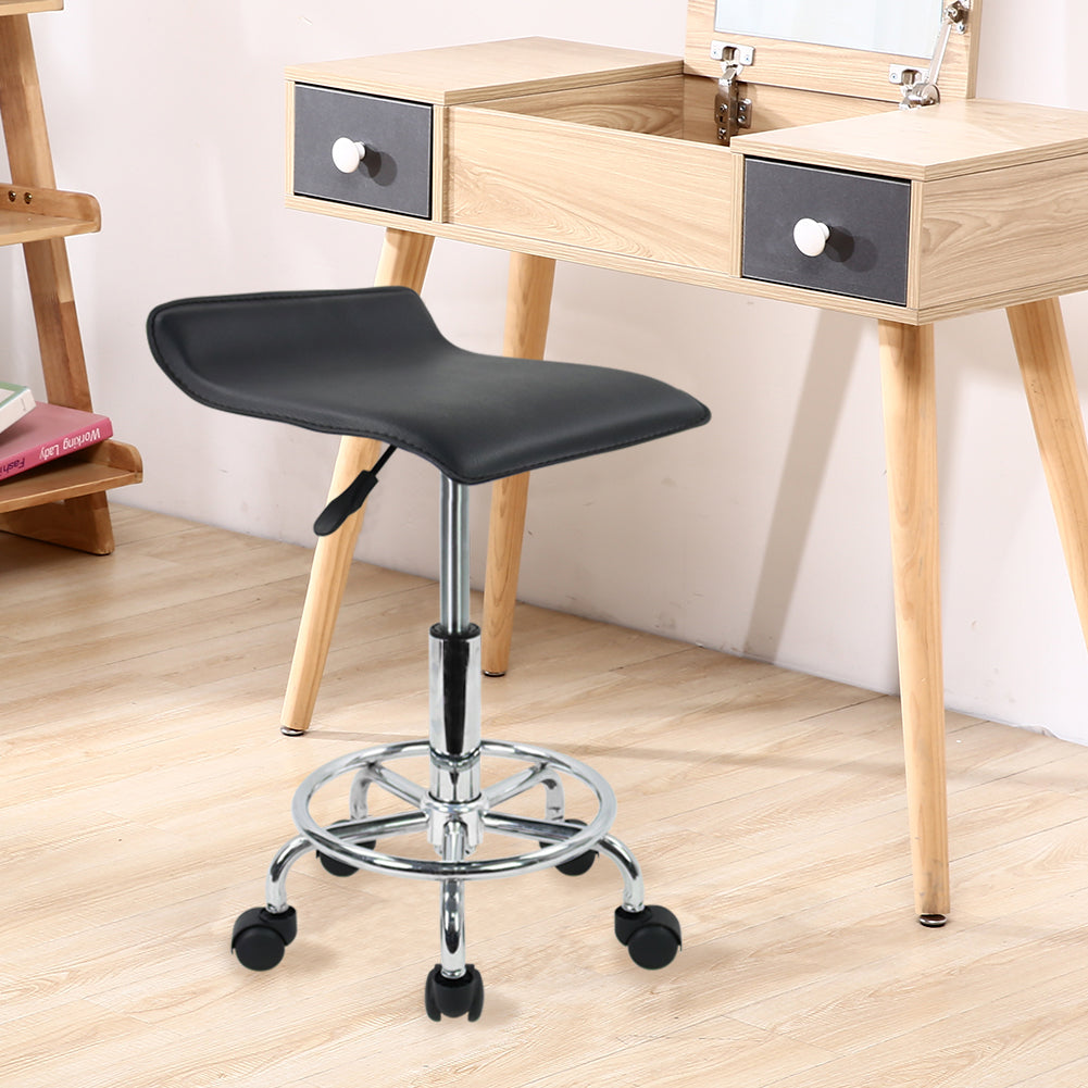 KKTONER Square Rolling Stool PU Leather Height Adjustable Swivel Massa