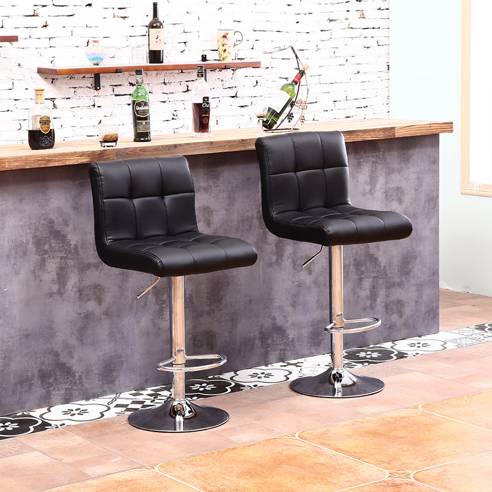 KKTONER Bar Stool PU Leather Chair with Backrest Height Adjustable Swivel Pub Chair Bar stools Black