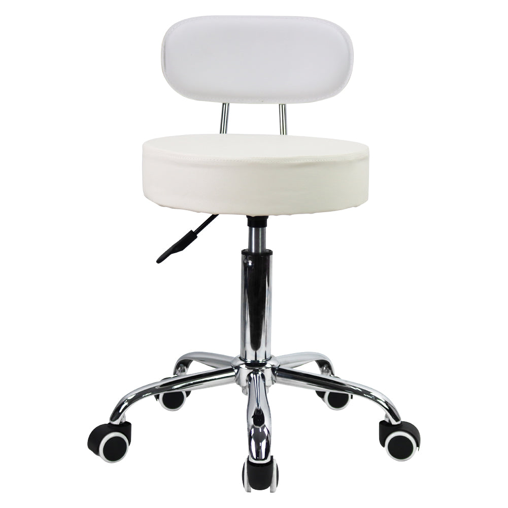 KKTONER PU Leather Counter Desk Chair Height Adjustable Swivel Stool Rolling Chair with Mid Back White