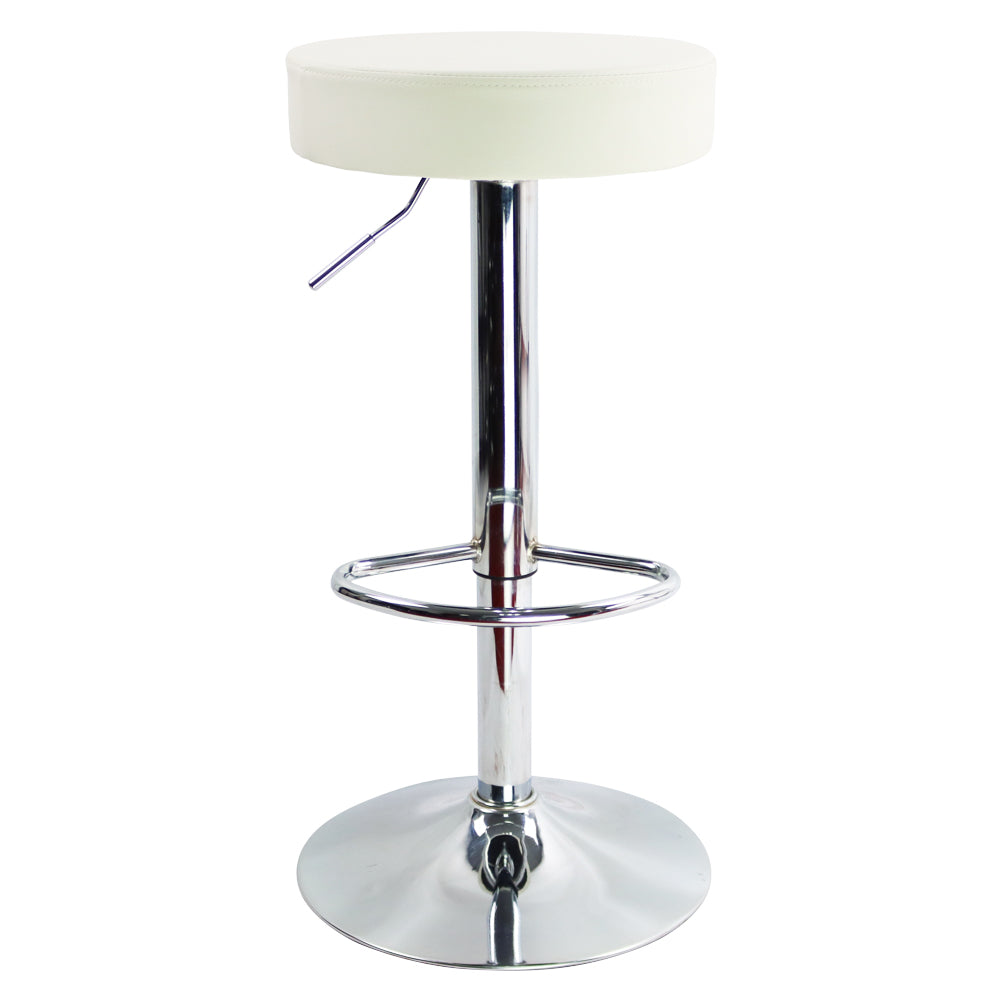 KKTONER Round Bar Stool PU Leather with Footrest Height Adjustable Swivel Pub Chair White